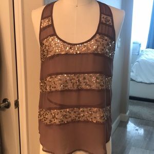 Lush See through mauve sequenced top